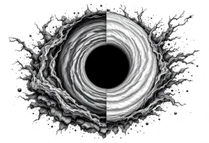 2 different worlds on each side of a black hole. tattoo idea