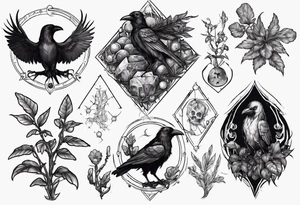 Demon Raven gems poisonous plants and astrology. tattoo idea