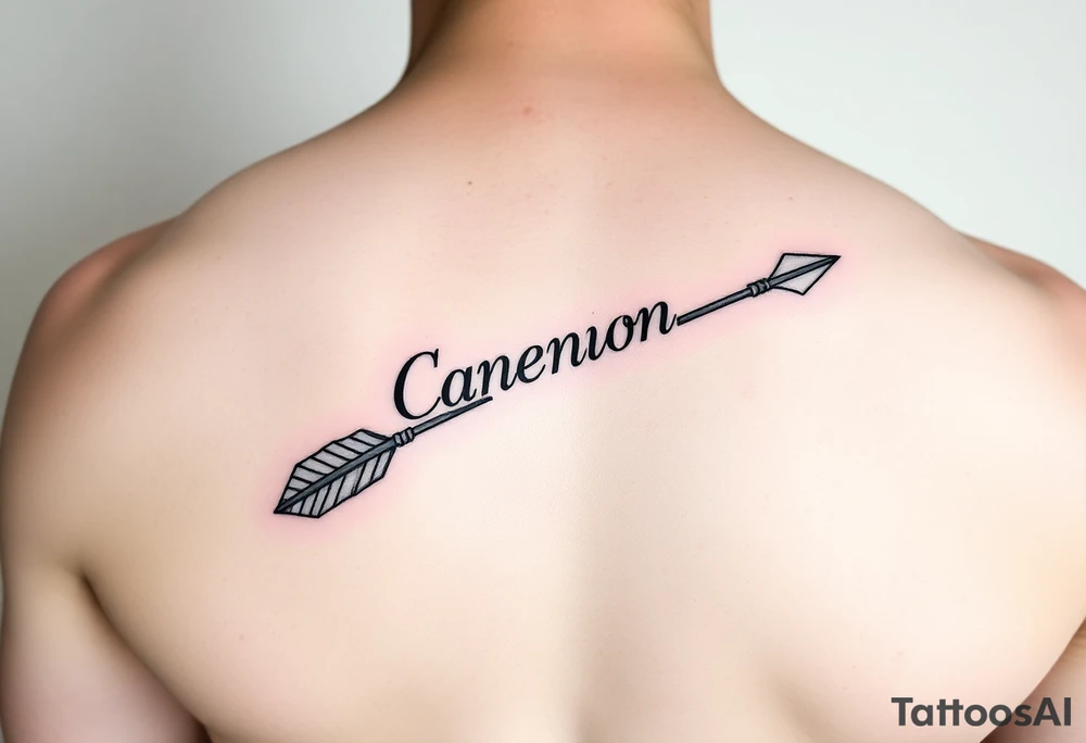 2 bow arrows one arrow is to incorporate the name Cameron and the other arrow is to incorporate the name Connor tattoo idea