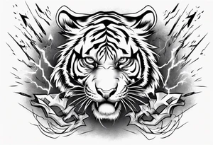 A tiger surrounded by lightning for a forearm sleeve. Also leaving room for a symbol to be below the tiger tattoo idea