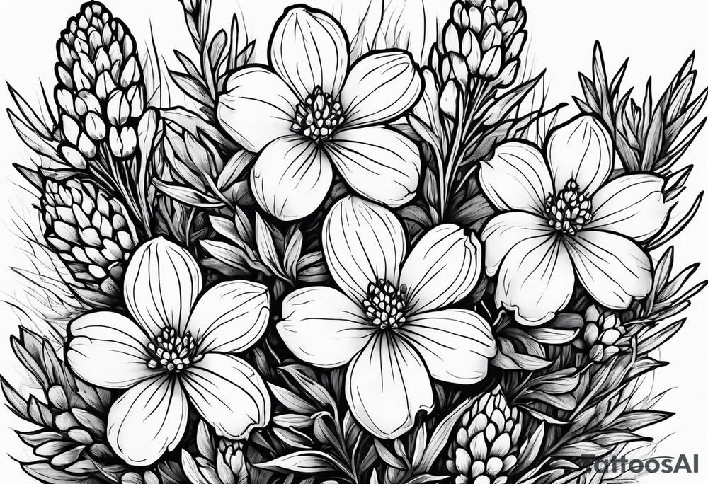 Bouquets of bluebonnets tattoo idea