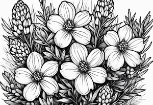 Bouquets of bluebonnets tattoo idea