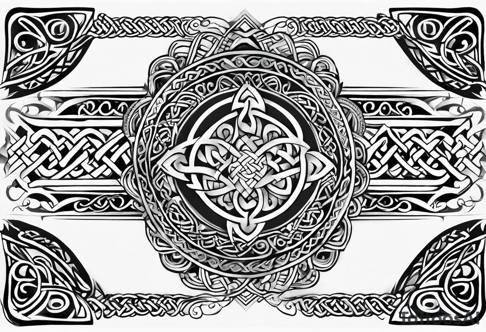 maori mixed with celtic band for around an arm, incorporating the word love tattoo idea