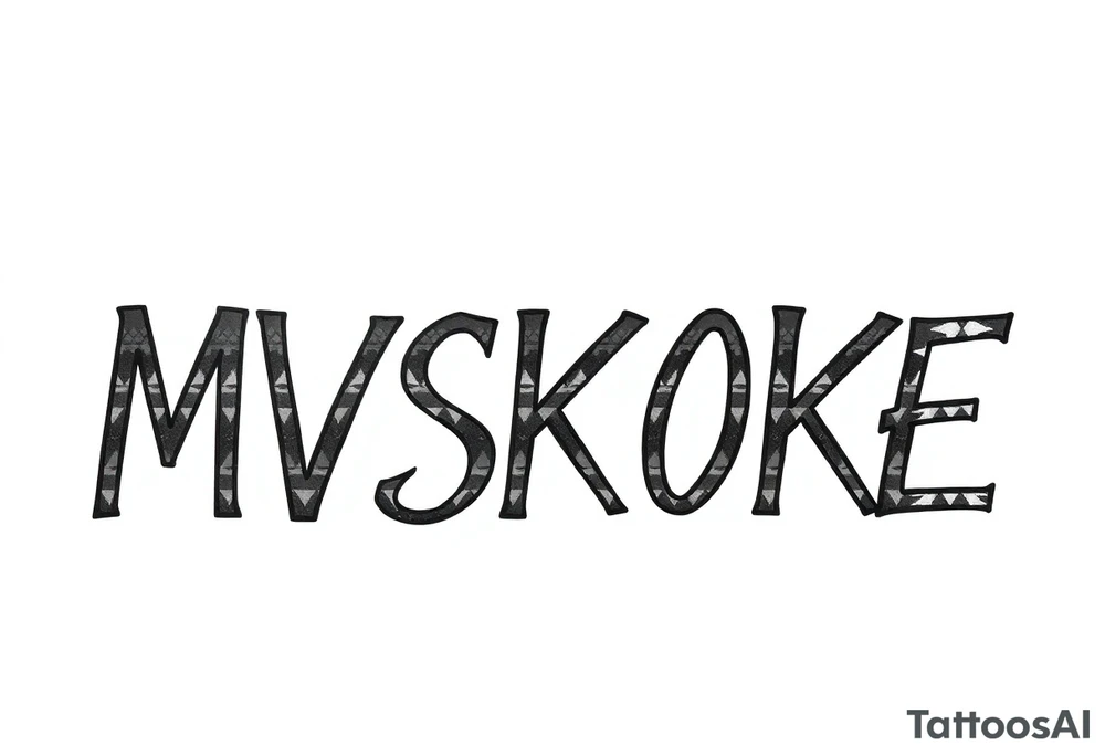 The word “MVSKOKE” shaded with Pendleton print tattoo idea