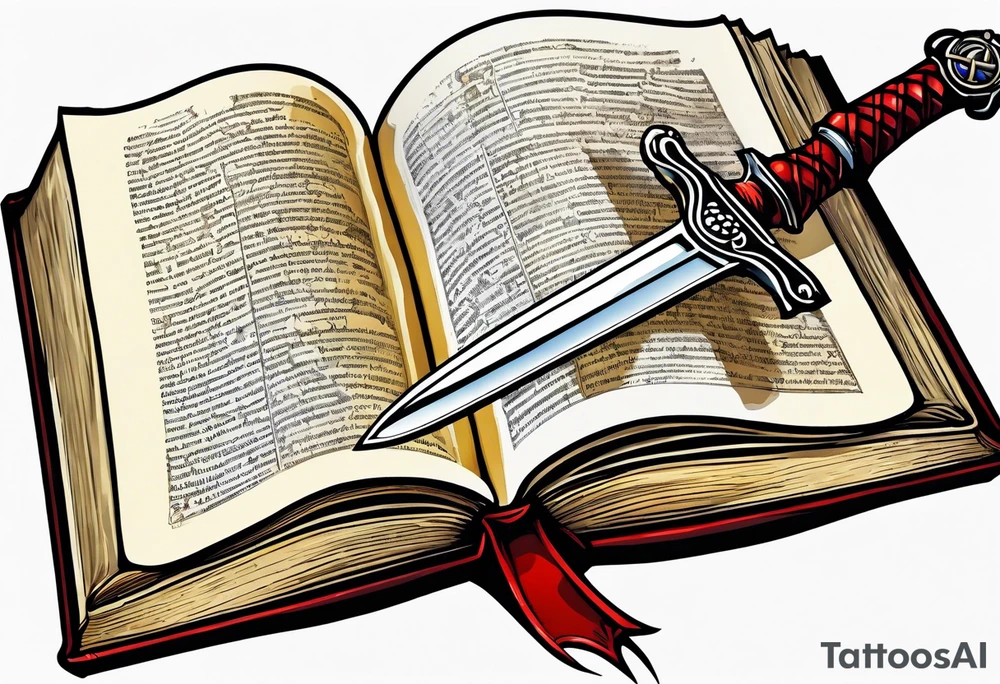 sword coming out of an open bible tattoo idea