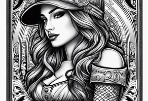 playing card number 4 with baseball player as card art tattoo idea