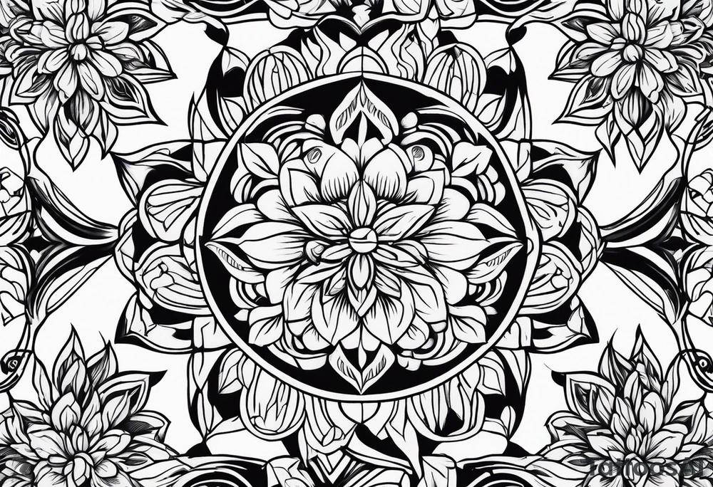 ornaments of flowers tattoo idea