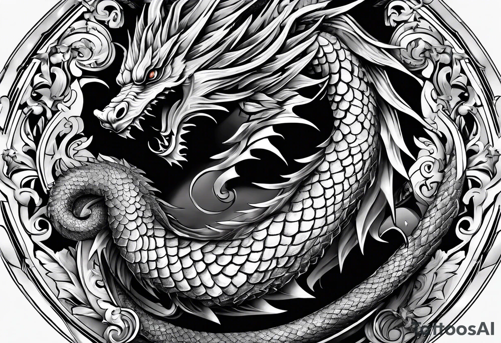 Drache mit ganzen Körper
Kopf ist unten der Körper schlängelt nach oben tattoo idea