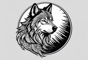 strength, small, howling wolf, elegant, sun, lenghty tattoo idea