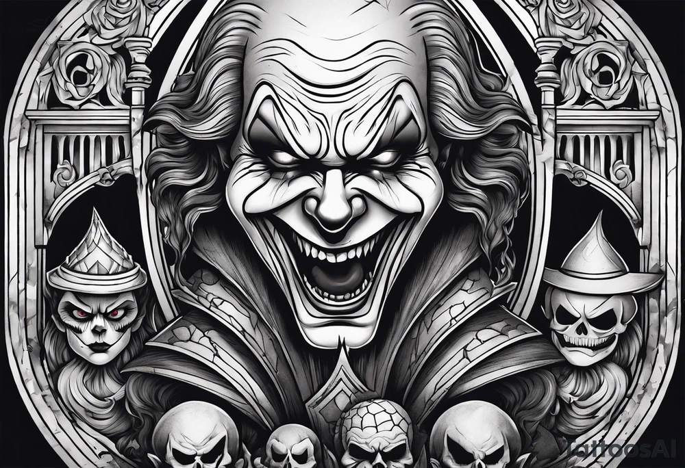 evil faces in the graveyard half decayes with penny wise the clown tattoo idea