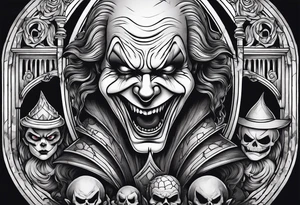 evil faces in the graveyard half decayes with penny wise the clown tattoo idea