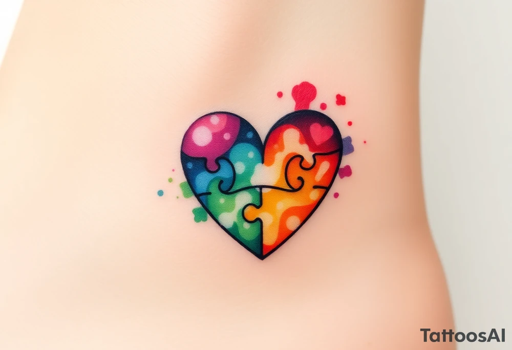 autism heart puzzle shape symbol tattoo idea