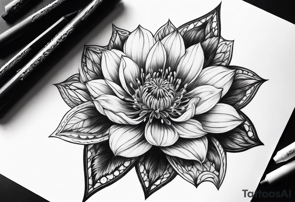 Cosmic space flower tattoo idea