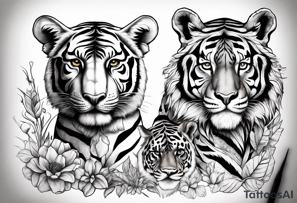 Tiger and giraffe stuffed animals tattoo idea