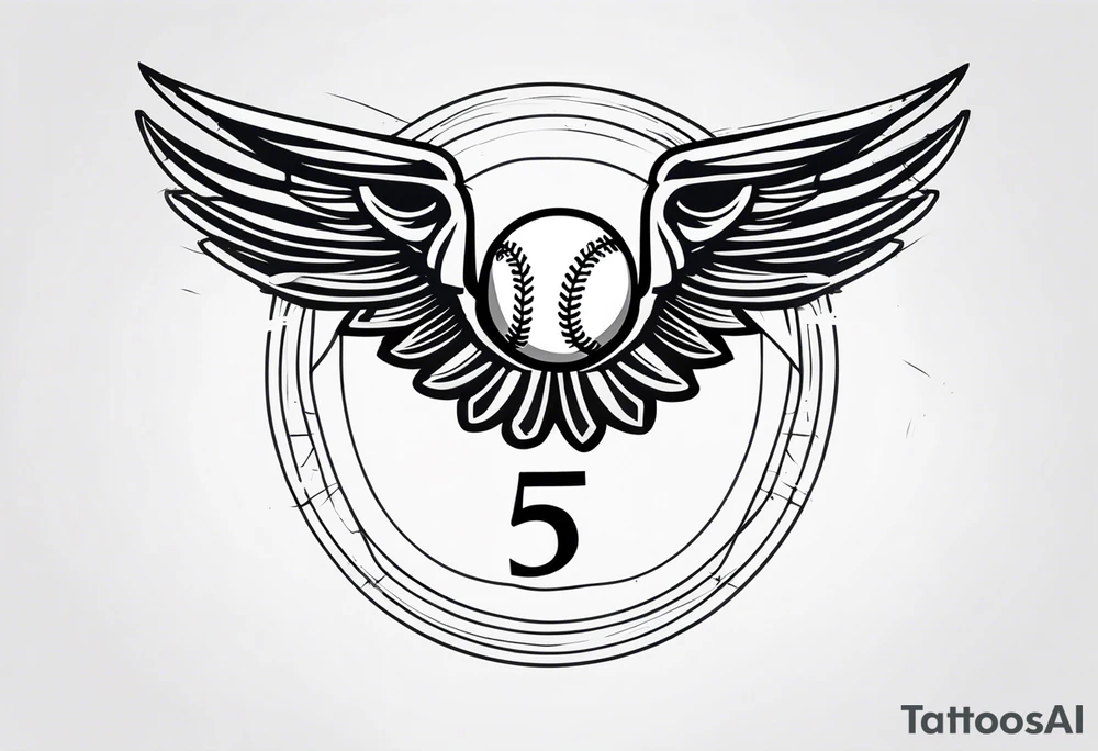 Baseball, number 5, wings tattoo idea