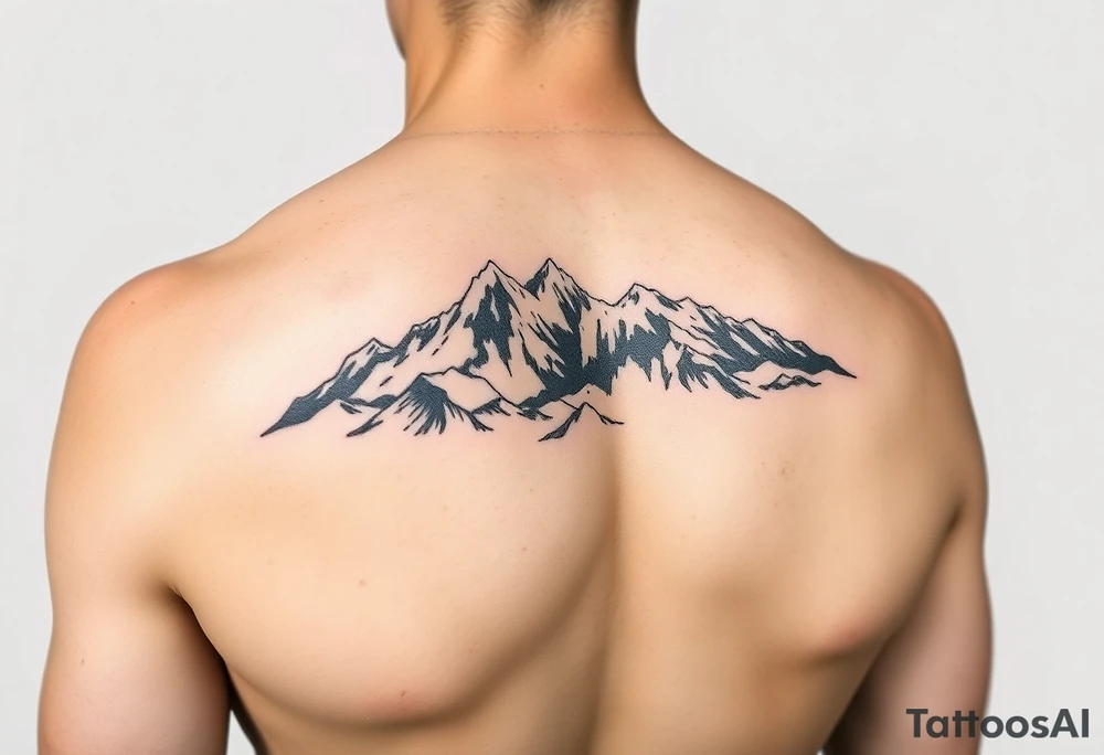 Mountains on arm sleeve snowboarding tattoo idea