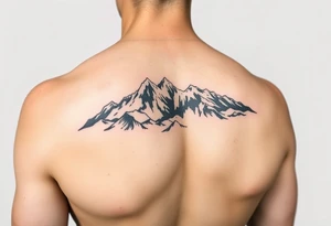 Mountains on arm sleeve snowboarding tattoo idea