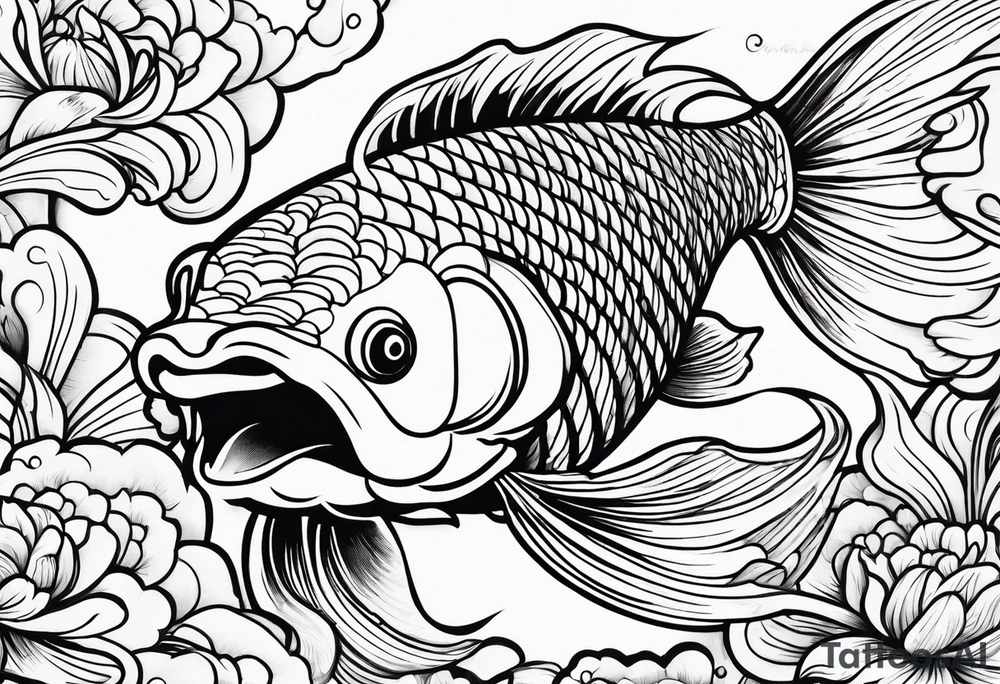 a koi fish in but more animated tattoo idea