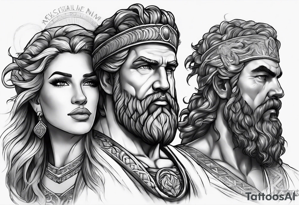 Zeus with the names Natalie and Cameron tattoo idea