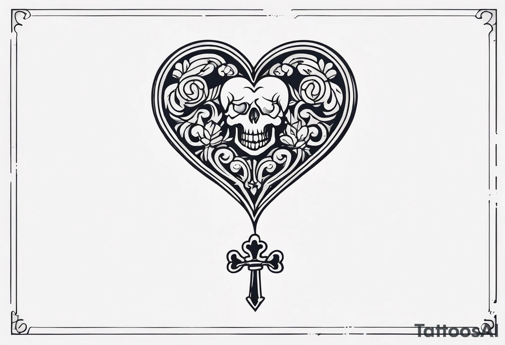 A heart shaped skeleton key tattoo idea