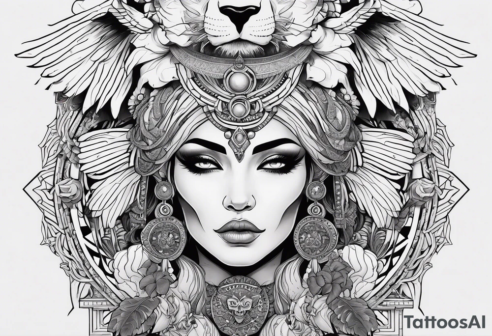 kali ma, alien goddess, valkrye, aries, pirate, divine feminine, zenza resonance, pachamama, lotus azul, blank panther, eagle, skull, 5D, nueva gaya, dna 12 tattoo idea