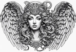 angel wings medusa tattoo idea
