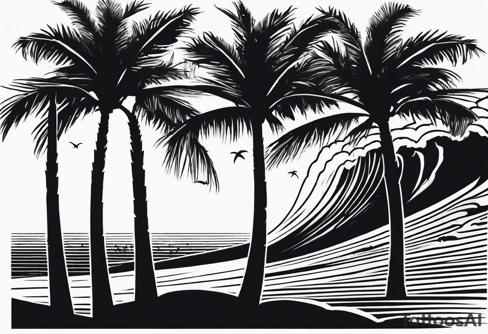 Palm tree, surfing tattoo idea