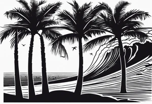 Palm tree, surfing tattoo idea