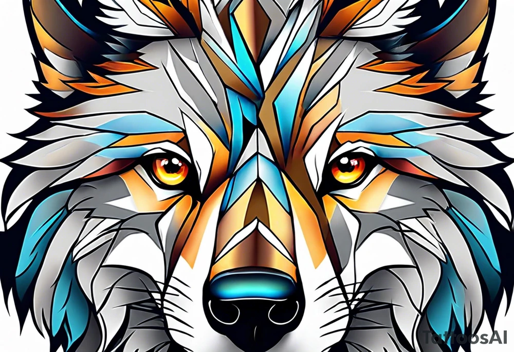 strong wolf gentle eyes tattoo idea