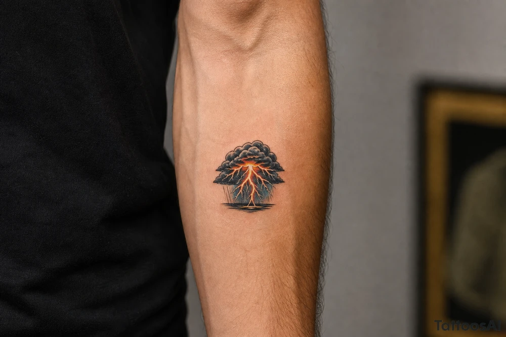 realistic lightning storm tattoo idea