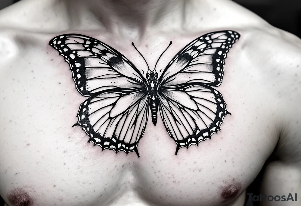 A bow tie with a butterfly outlining it tattoo idea
