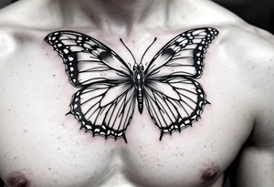 A bow tie with a butterfly outlining it tattoo idea