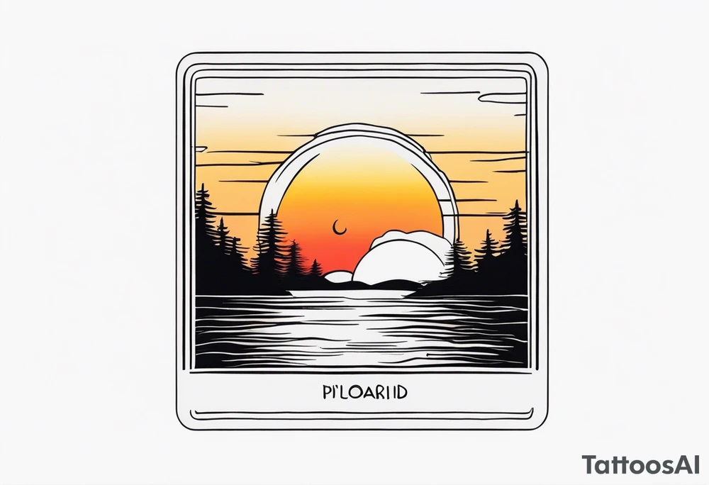 A polaroid with the image of a sunset tattoo idea