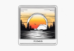 A polaroid with the image of a sunset tattoo idea