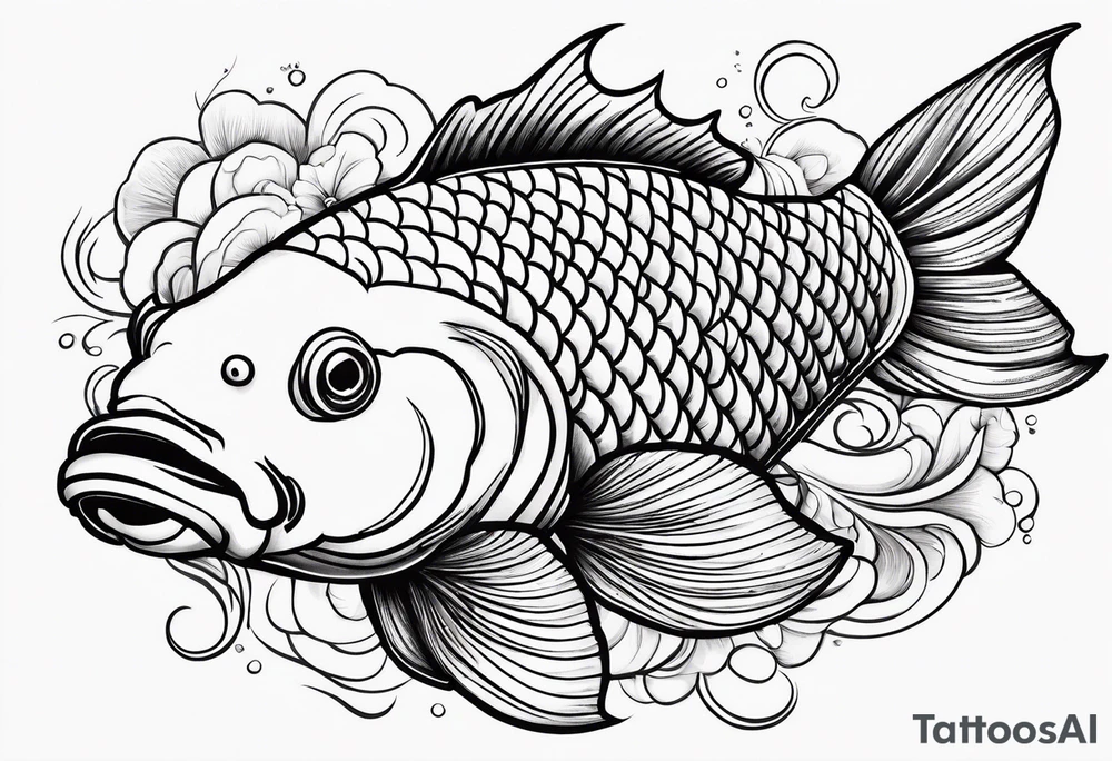 koi carp artistic line art tattoo idea