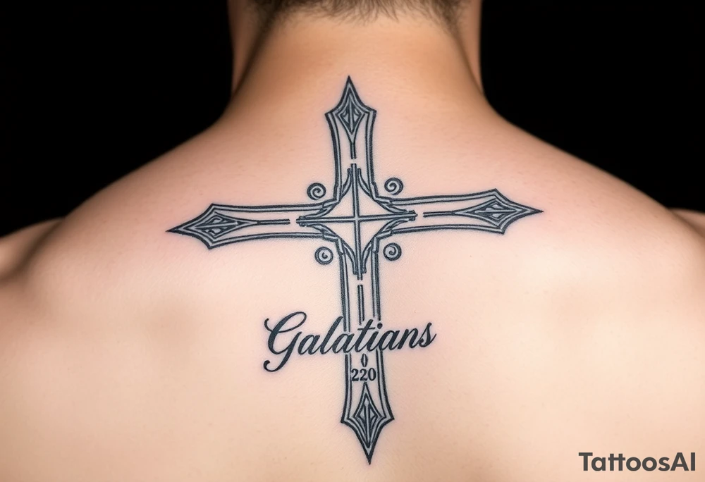 Christian Cross with Galatians 2:20 tattoo idea