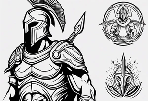 ultra-fine line linework vector of a spartan tattoo idea