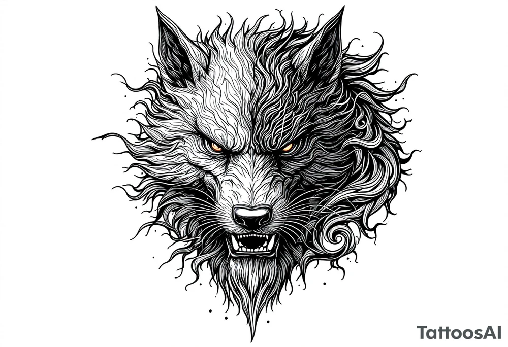 FU dog with wind element tattoo idea