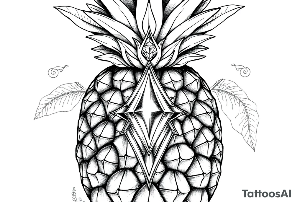 Pineapple,Pubic crown diamond vagina and anus tattoo idea