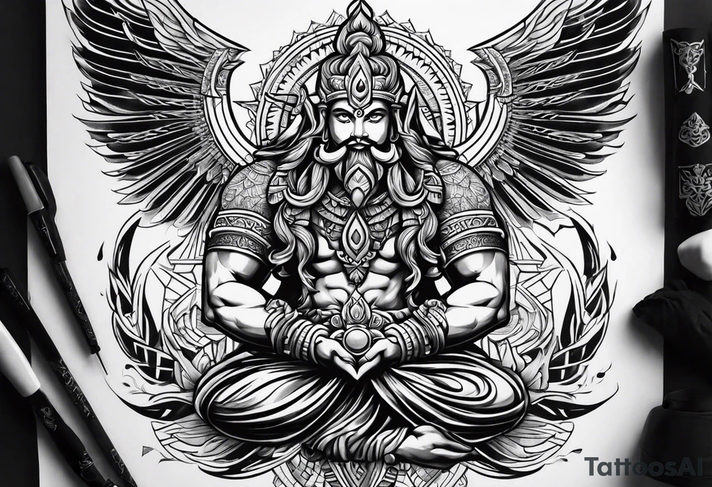 back tattoo with trishul tattoo idea