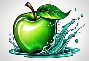 Dripping green apple tattoo idea