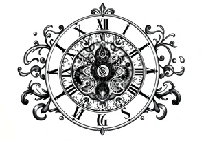 vintage roman numerals within ornate clockwork mechanism tattoo idea