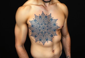 intricate mandala with sacred geometry and cosmic elements tattoo idea