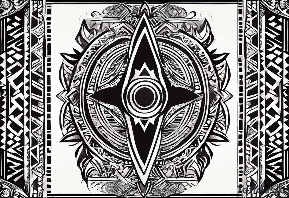 I need a sketch of a tattoo in a tribal style. The main idea is to have abstract shapes drawn in the typical tribal style with thick, flowing, and sharp lines. It's important for the design to be symmetrical and balanced.

The black areas should be arranged in such a way that they form a central abstract figure, divided into several parts, while giving a sense of power and dynamism. The lines should be bold and expressive, curving smoothly and creating a sense of movement, as often seen in tribal tattoos.

The final design should look like an abstract yet powerful figure, drawn in the tribal style, with clear and harmonious black areas forming the central element. Symmetry and the overall feeling of balance and style are important." tattoo idea