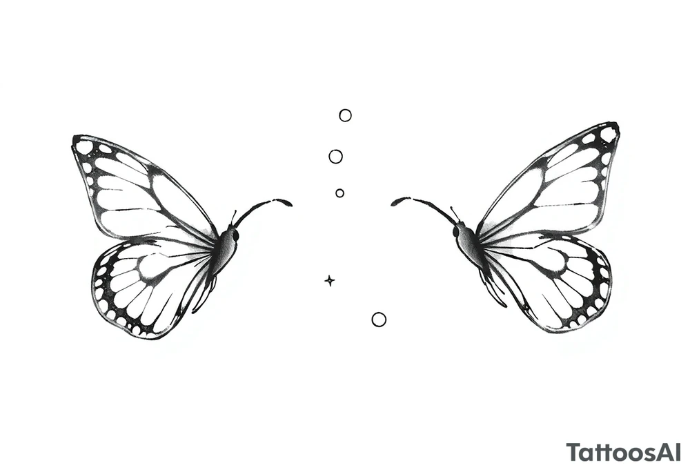 Simple butterflies with sparkles and some bubbles tattoo idea Simple butterflies with sparkles and some bubbles tattoo idea