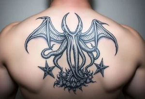 Cthulhu rising from the depths fighting star spawn and shugguths tattoo idea