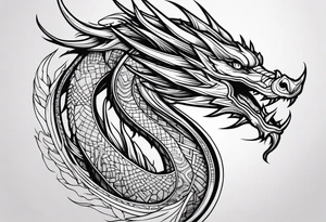 Dragon line drawing tattoo idea