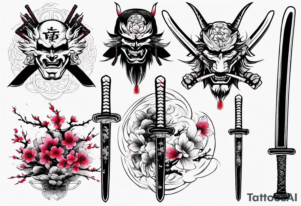 samurai swords Sakura blood tattoo idea