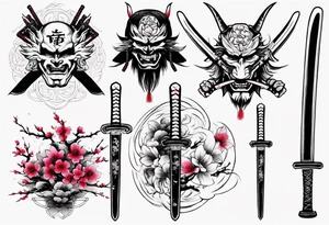 samurai swords Sakura blood tattoo idea