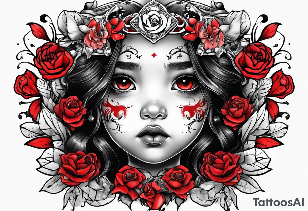 black and red childhood trauma tattoo idea
